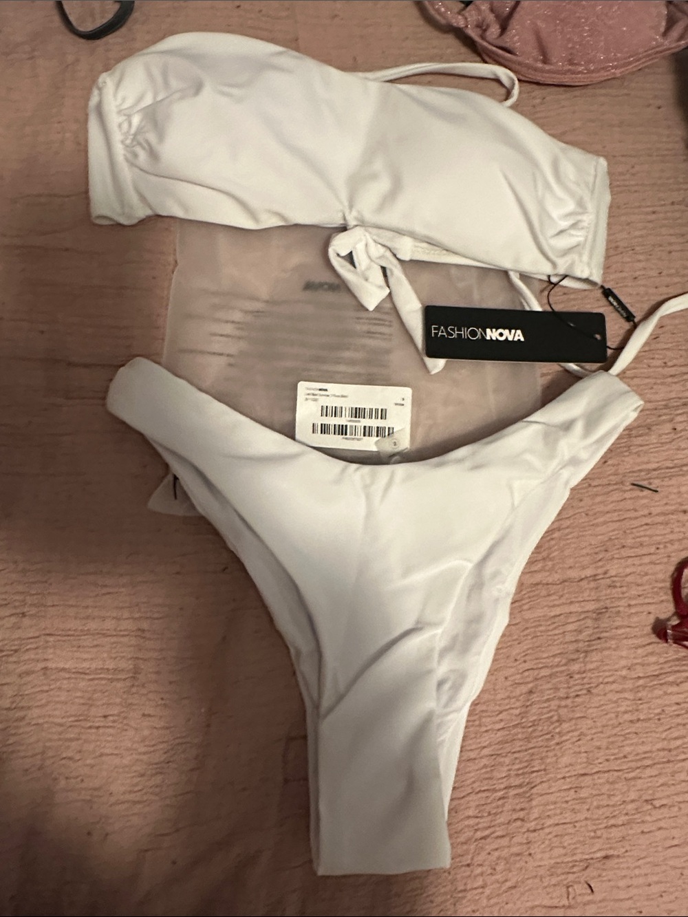 Fashion Nova White Strapless Bandeau Bikini Set
